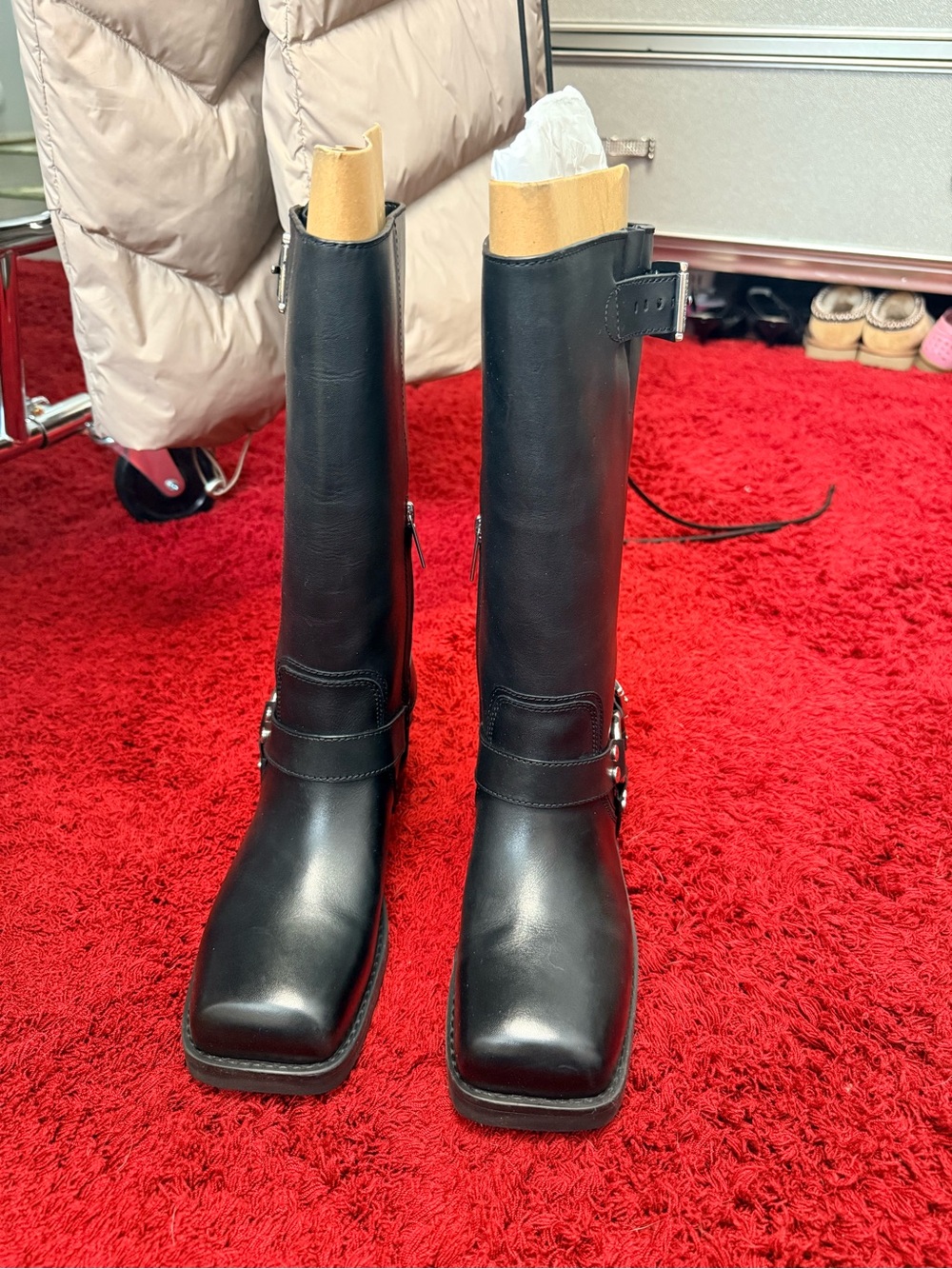 Michael Kors Black Crosby Moto Leather Boots - Picture 4 of 5
